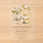 Floral A Baby wird Babydusche brauen Acryleinladungen (Vorderseite)