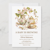 Floral A Baby wird Babydusche brauen Einladung (Vorderseite)