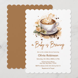Floral A Baby wird Brown Coffee Baby Dusche brauen Einladung