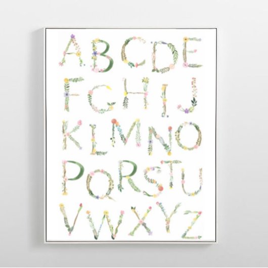 Floral ABC Alphabet Kinderzimmer Art Poster