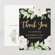 Floral Abschluss Danke, Script Black