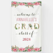 Floral Abschluss Luau Class of 2024 Willkommen Banner (Vertikal)