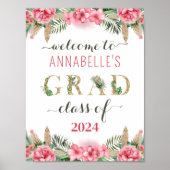 Floral Abschluss Luau Class of 2024 Willkommen Poster (Vorne)