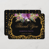 Floral Abschluss Vielen Dank Gold Glitzer Confetti Ankündigung (Vorne/Hinten)