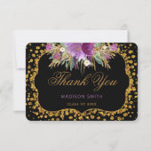 Floral Abschluss Vielen Dank Gold Glitzer Confetti Ankündigung (Vorderseite)