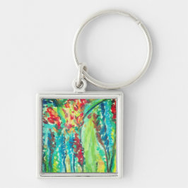 Floral Abstract Art Keychain – Colorful Nature-Ins Schlüsselanhänger