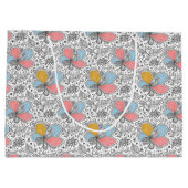 Floral Abstract Doodle Art Style Pink Blue Yellow Große Geschenktüte (Rückseite)