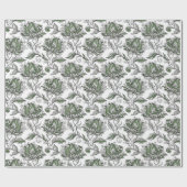 Floral Abstract Doodle Art Style Shades of Green Geschenkpapier (Flach)