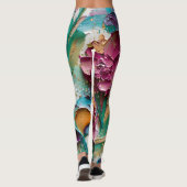 Floral Abstract Paint Pattern – Artistic Modern Leggings (Rückseite)