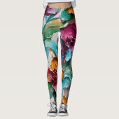 Floral Abstract Paint Pattern – Artistic Modern  Leggings (Vorderseite)