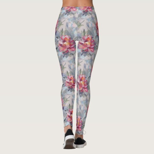 Floral Abstract Paint Pattern – Artistic Modern  Leggings (Rückseite)
