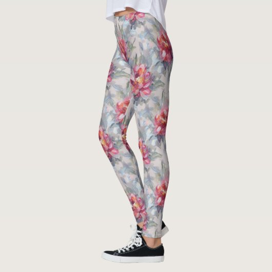 Floral Abstract Paint Pattern – Artistic Modern  Leggings (Links)