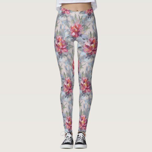 Floral Abstract Paint Pattern – Artistic Modern  Leggings (Vorderseite)