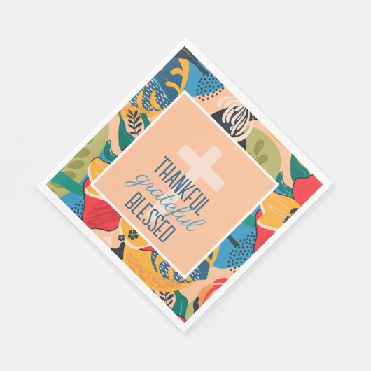 floral Abstrakt dankbar dankbar, gesegnet Serviette (Ecke)