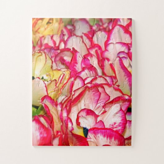 Floral Abstrakt Tulip Petalen Blume Rosa Weiß Puzzle (Vertikal)