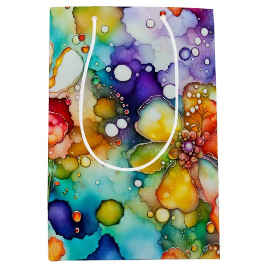 Floral Abstrakte Alkoholtinte Mittlere Geschenktüte (Vorderseite)