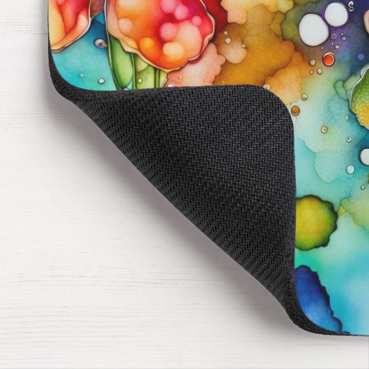 Floral Abstrakte Alkoholtinte Mousepad (Ecke)