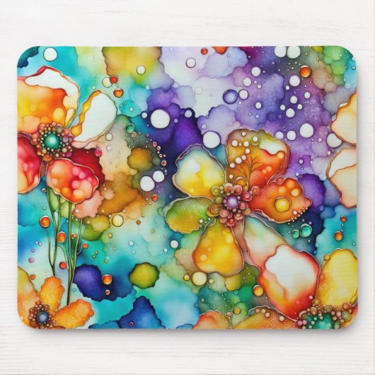 Floral Abstrakte Alkoholtinte Mousepad (Vorne)
