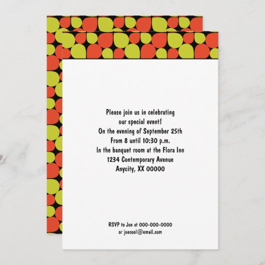 Floral Abstraktes Retro-Musterereignis Einladung (Vorne/Hinten)