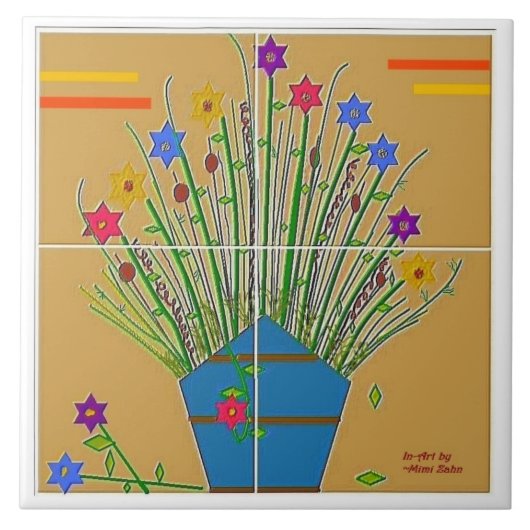 "Floral Accent" 6x6 Keramik Tile Fliese (Vorderseite)