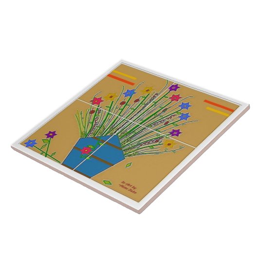 "Floral Accent" 6x6 Keramik Tile Fliese (Seite)