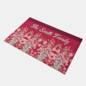 Floral Accented Burgundy Fußmatte (Schrägansicht)