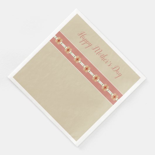 Floral Accented Taupe Serviette (Ecke)