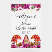 Floral Acryl Dholki Nachtzeichen Acrylschild (Vorderseite)