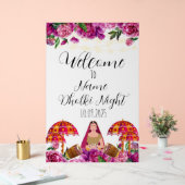 Floral Acryl Dholki Nachtzeichen Acrylschild (Hochzeit)