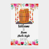 Floral Acryl Dholki Night-Zeichen Acrylschild (Vorderseite)