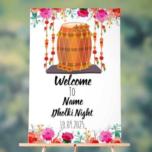 Floral Acryl Dholki Night-Zeichen Acrylschild (Neutral)