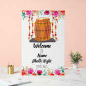 Floral Acryl Dholki Night-Zeichen Acrylschild (Hochzeit)