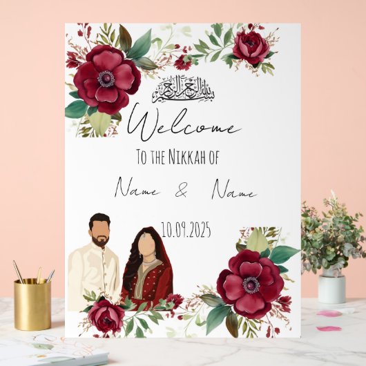 Floral Acryl Nikkah Acrylschild (Hochzeit)