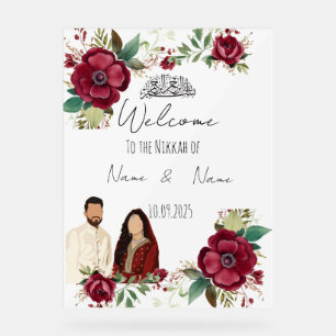 Floral Acryl Nikkah Acrylschild
