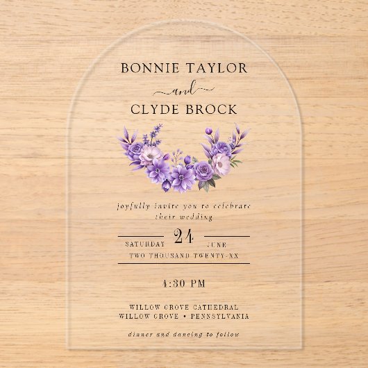 Floral Acrylic Arch Wedding Invitation Suite Acryleinladungen (Vorderseite)