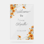 Floral Acrylic Mendhi Acrylschild (Vorderseite)