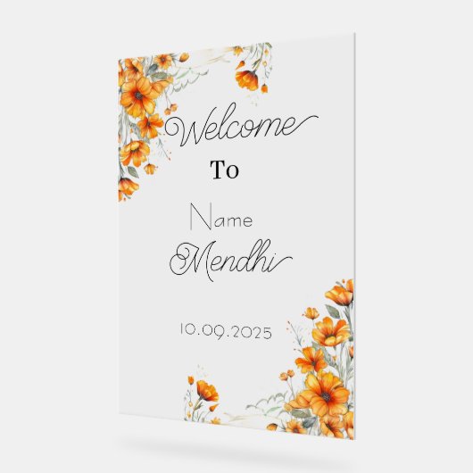 Floral Acrylic Mendhi Acrylschild (Winkel)