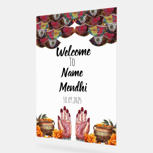 Floral Acrylzeichen Mendhi Acrylschild (Winkel)