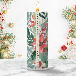 Floral Advent Candle 1. Dezember bis Weihnachten Stumpenkerze