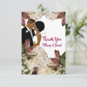 Floral African American Wedple Danke (Stehend Vorderseite)