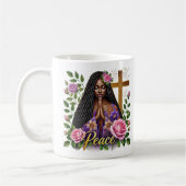 Floral Afrikanischer Amerikaner beten Frauen Kaffeetasse (Links)