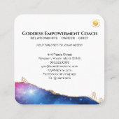 *~* Floral Agate Crystals Cosmic Gold Goddess Squ Quadratische Visitenkarte (Rückseite)