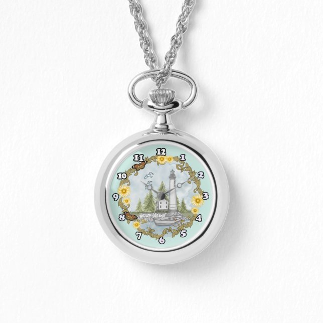 Floral Alabama Lighthouse Armbanduhr (Vorderseite)