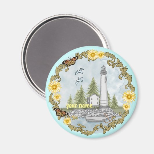 Floral Alabama Lighthouse Magnet (Vorderseite/Rückseite)