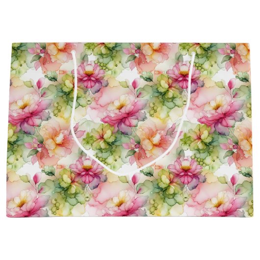 Floral Alcohol Ink Style Pattern Große Geschenktüte (Vorderseite)