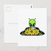 Floral Alien Spaceship Postkarte (Vorne/Hinten)