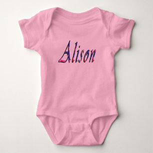 Floral Alison Girls Name Logo, Baby Bodysuit Strampler
