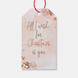 Floral Alles, was ich zu Weihnachten wünschte, ist Geschenkanhänger