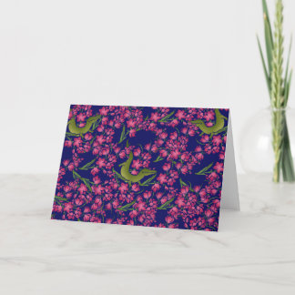 Floral Alligator Gator Girl Blume Alligator Karte