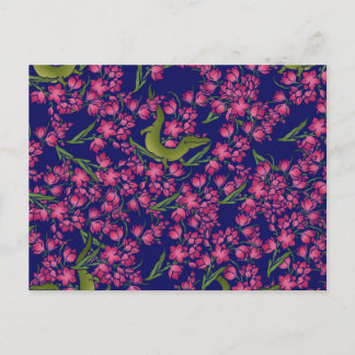 Floral Alligator Gator Girl Blume Alligator Postkarte